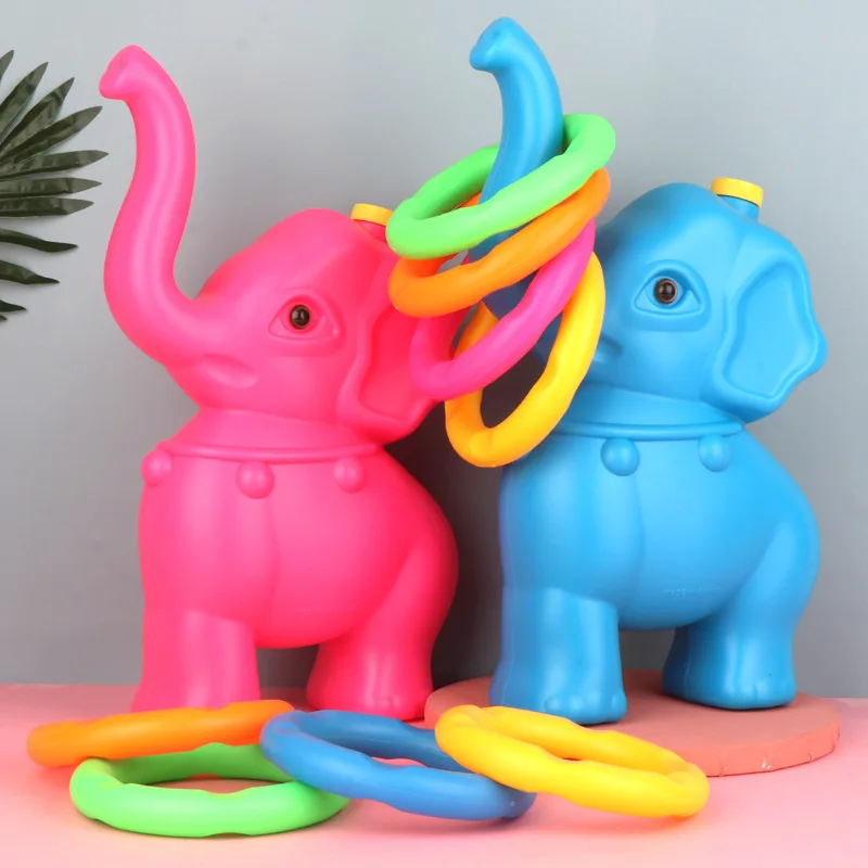 4 stks Plastic Ringen + Olifant Spel Kids Ring Toss Booth Carnaval Tuin Buitensporten Speelgoed Gooien Snelheid Agility Training Games