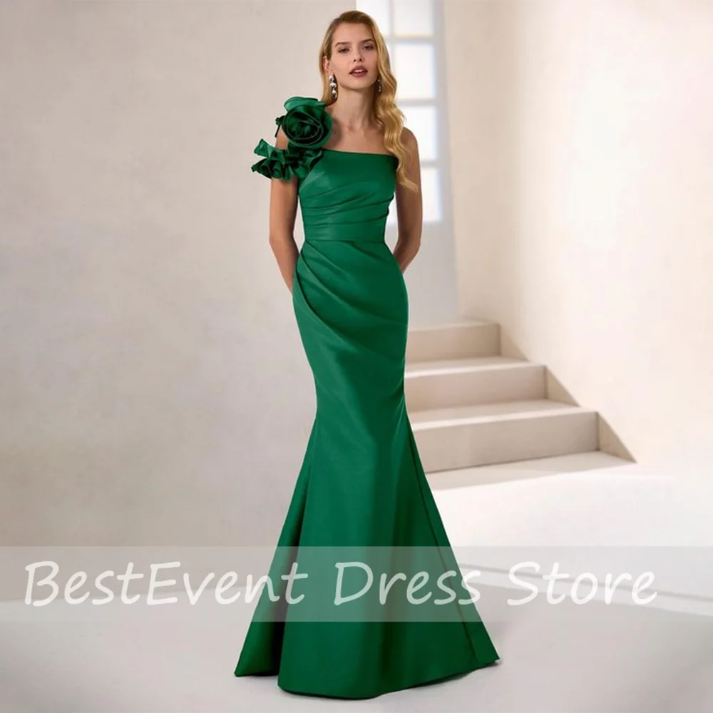 

Modern Boat Collar Flowers High Quality Bridesmaid Gown Backless Floor Length Sheath Evening Dress with Train robes de soirée