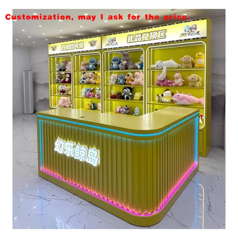 

custom.Game Center Redemption Cabinet Led Display Claw Machines Wooden Display Stands Design Metallic Display Rack