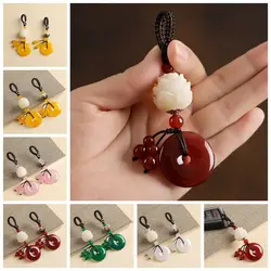 Keychain Pendant For Men Women Bag Accessories Car Key Buckle Natural Antique Jade Round Agates Stone Keyrings Gifts