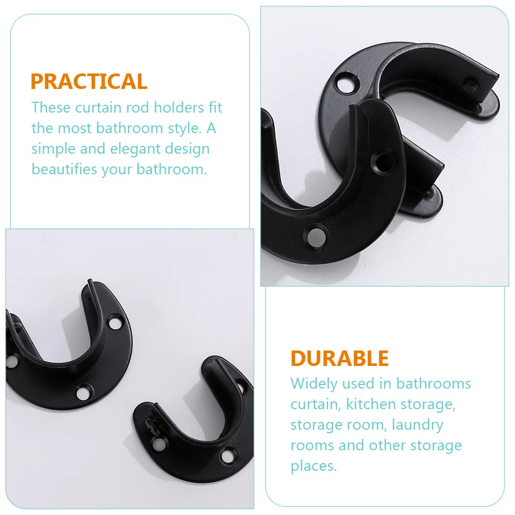

2Pcs Closet Rod Support Bracket Shower Curtain Rod Holders for Wall Sturdy Design Prevent Falling Family Safety