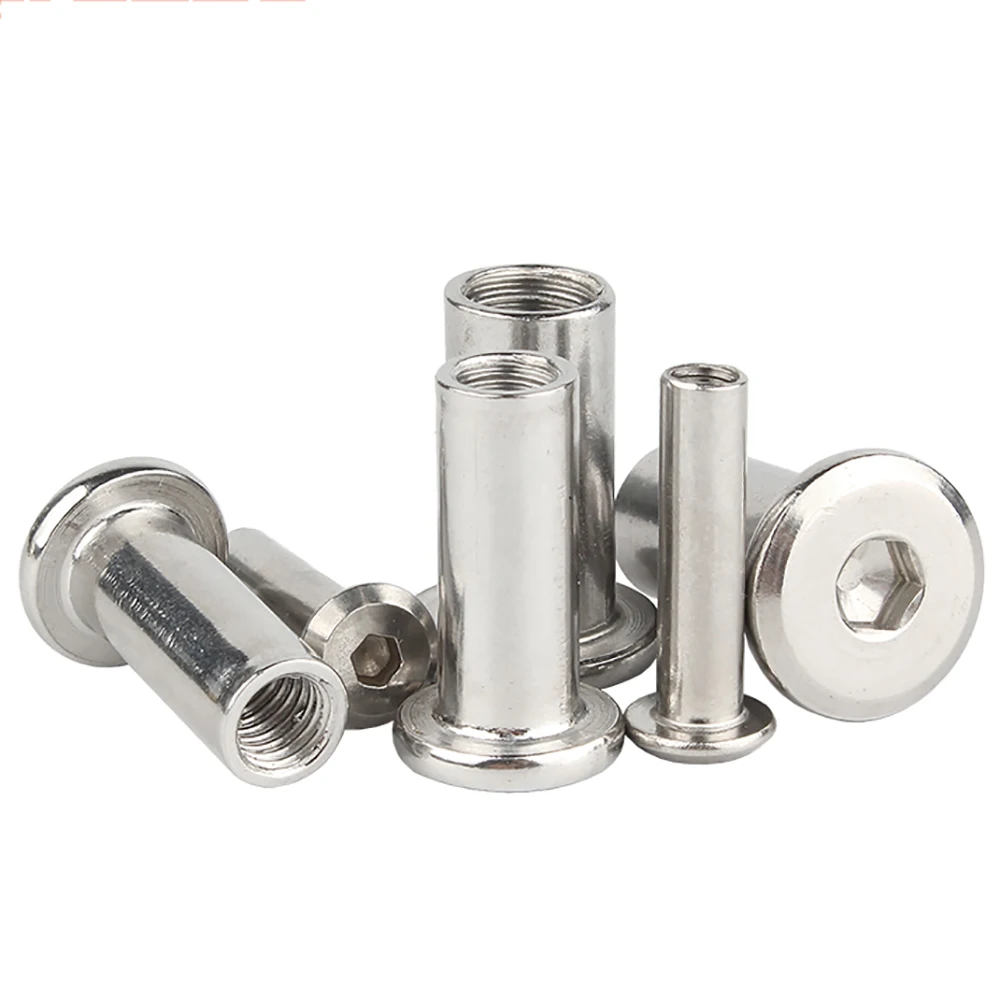 2/20 stücke M3 M4 M5 304 Edelstahl Große Flache Hex Hexagon Buchse Kopf Möbel Niet Stecker Einsatz joint Hülse Kappe Mutter – Detail 28