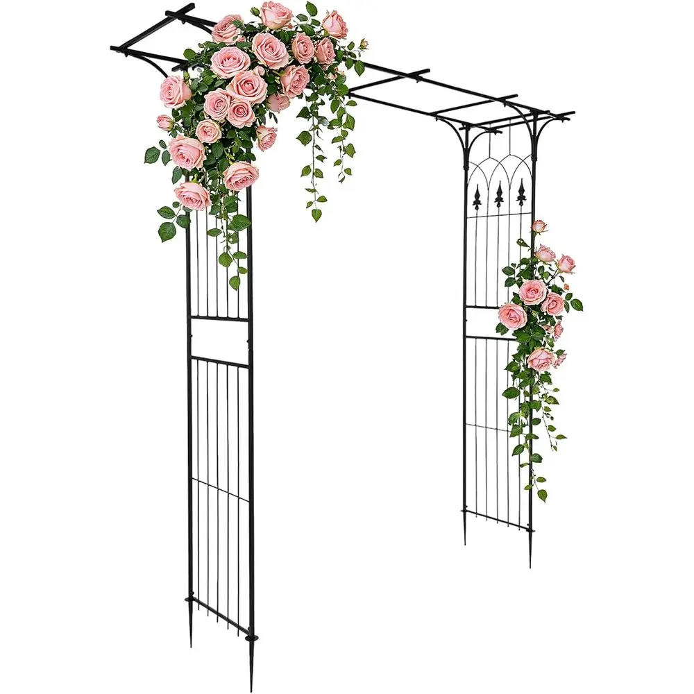 Black Steel Garden Arbor for Weddings and Outdoor Parties, Perfect for Plant Climbing and Lawn Decor
