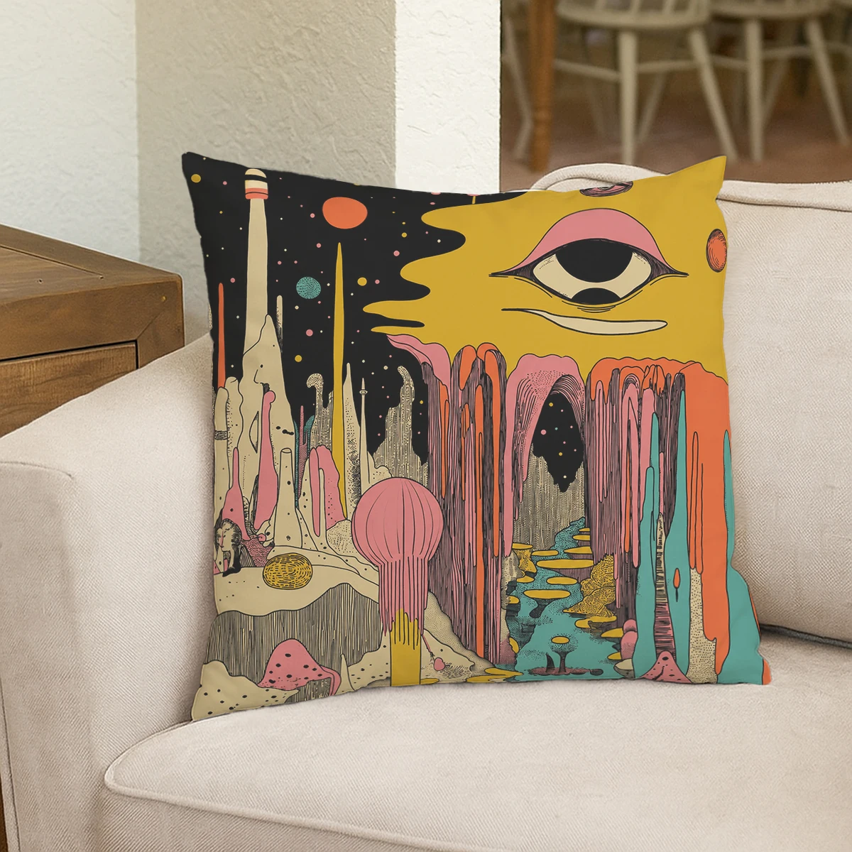Vintage Octopus Pattern Polyester Pillow Cover - Underwater Themed Cushion Case for Home Sofa Bedroom Decor, No Insert Included