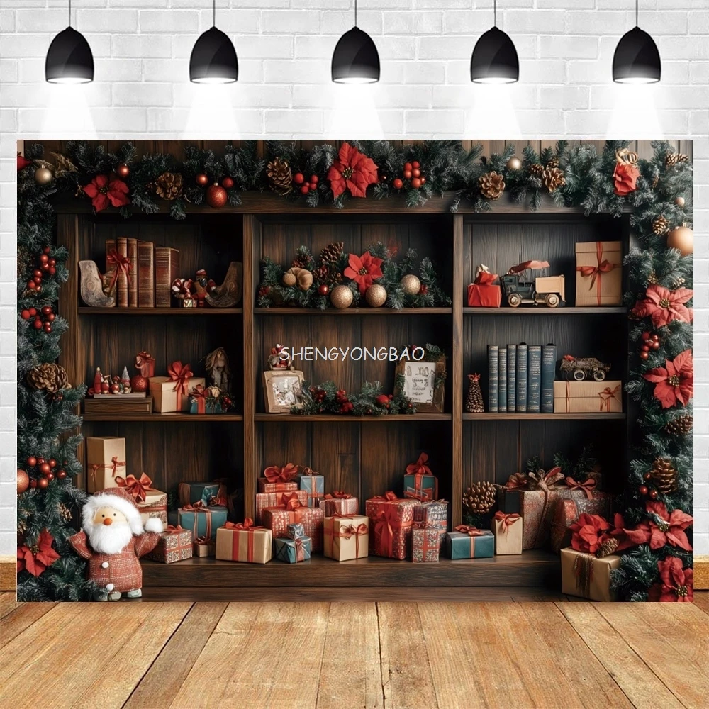 Christmas Toys Gifts Cabinet Backdrop Xmas Party Kids Family Portrait Photography Background Decor Photostudio Photobooth Props