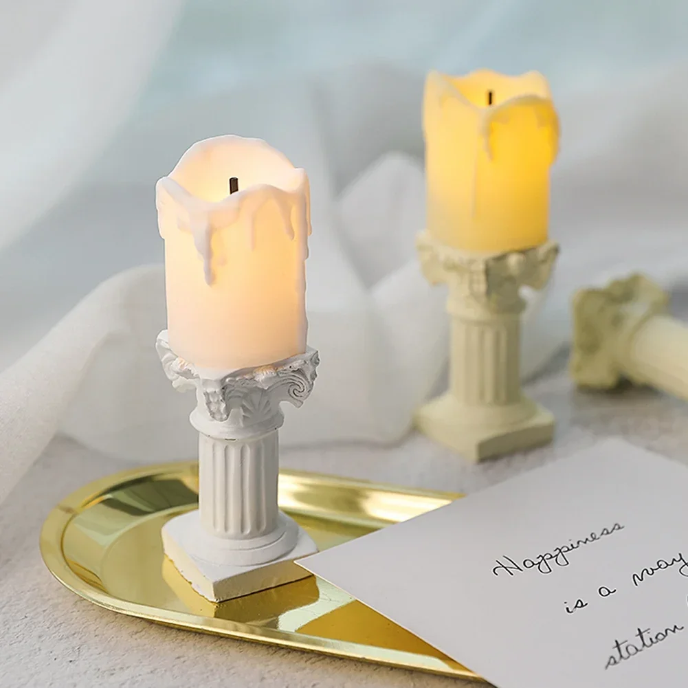 Photography Props Background for Photo Mini Simulation Roman Columns Artificial Candle with Battery Shooting Ornament Fotografia