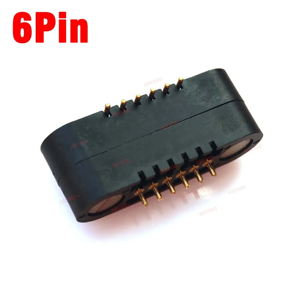 1Pair Spring-Loaded Magnetic Pogo Pin Connector 6 Pins 2.0 mm 2MM Grid Vertical Single Row SMD Solder Male Female Probe Contact