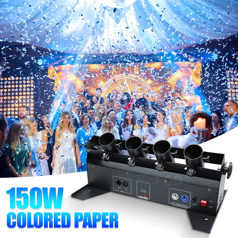 

4-head Salute Cannon Machine 150W Paper Fog Machine Stage Equipment DMX512 control DJ Disco Birthday Concerts Sports Meeting
