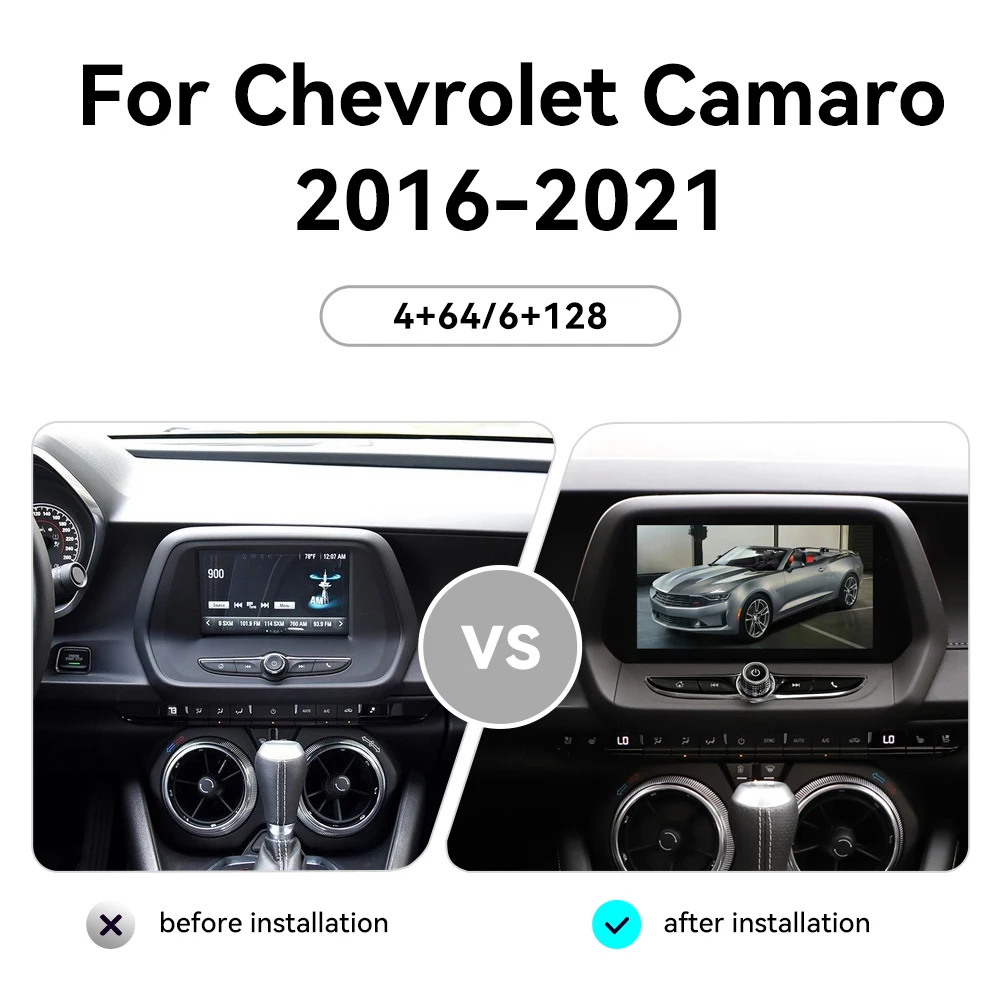 Android 14 6+128G For Chevrolet Camaro 2016-2021 Car GPS Navigation Carplay Auto Radio Stereo Multimedia Player screen Head Unit