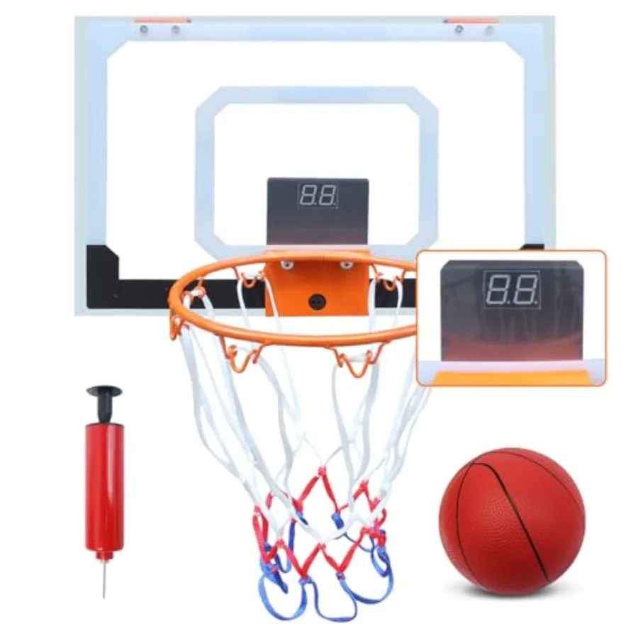 

Indoor or Outdoor mini Basketball Hoop with Scoreboard, Durable Plastic, Blue and Red, Includes 1 Ball and Air Pump for Easy Se