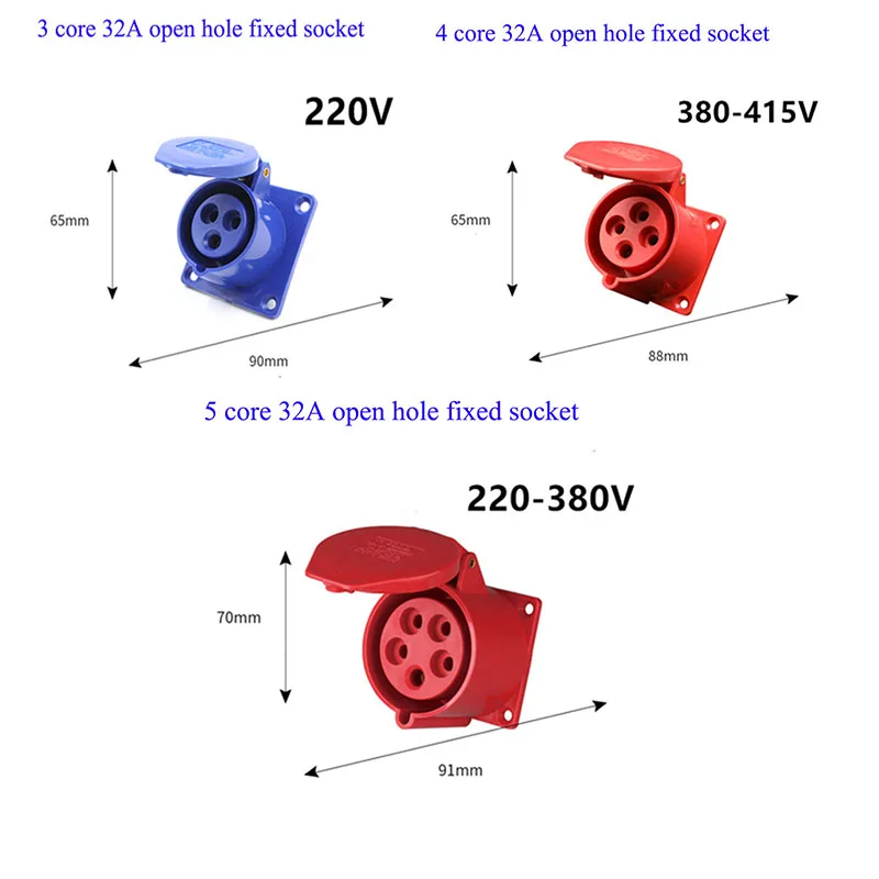 32A Lndustrial Plug Waterproof Explosion-proof Aviation Plug Docking Socket Connector Three-phase Electric 3-core 4-core 5-hole