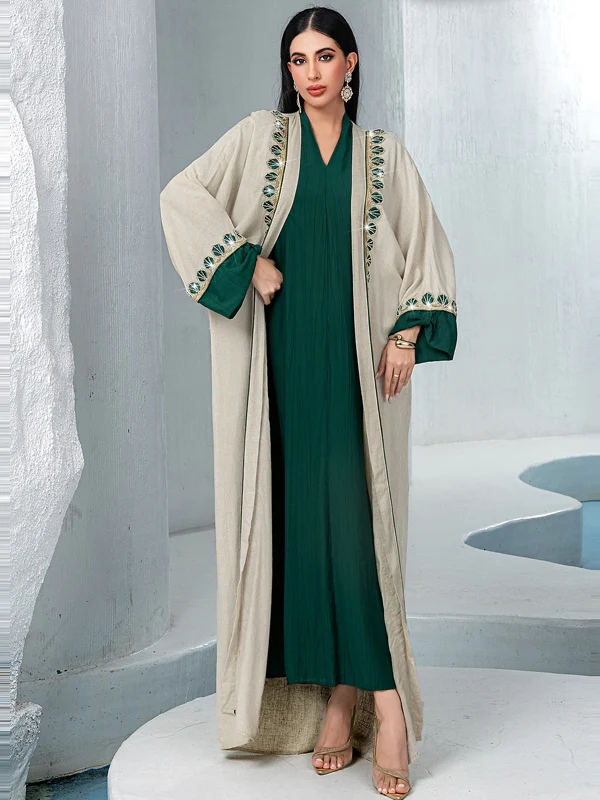 

Новый винтажный комплект из двух предметов в ближневосточном стиле: свободный крой, однотонный, с кружевной отделкой, для новогодних вечеринок и встреч, женский