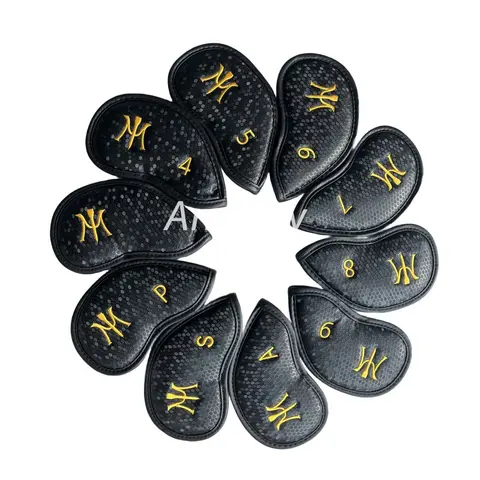 M Design Golf Iron Headcovers 10pcs Thick PU Materials Golf Irons Head Covers 4-9 PAS New