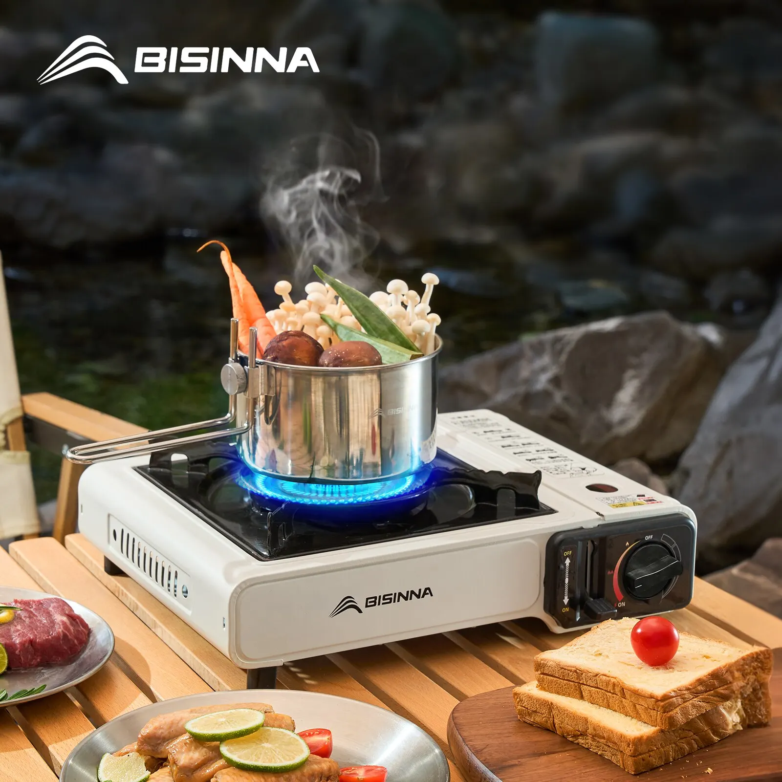 BISINNA Picnic Stove, Portable Camping Stove, Burning Like a Home Gas Burner. 3 Layers of Safety