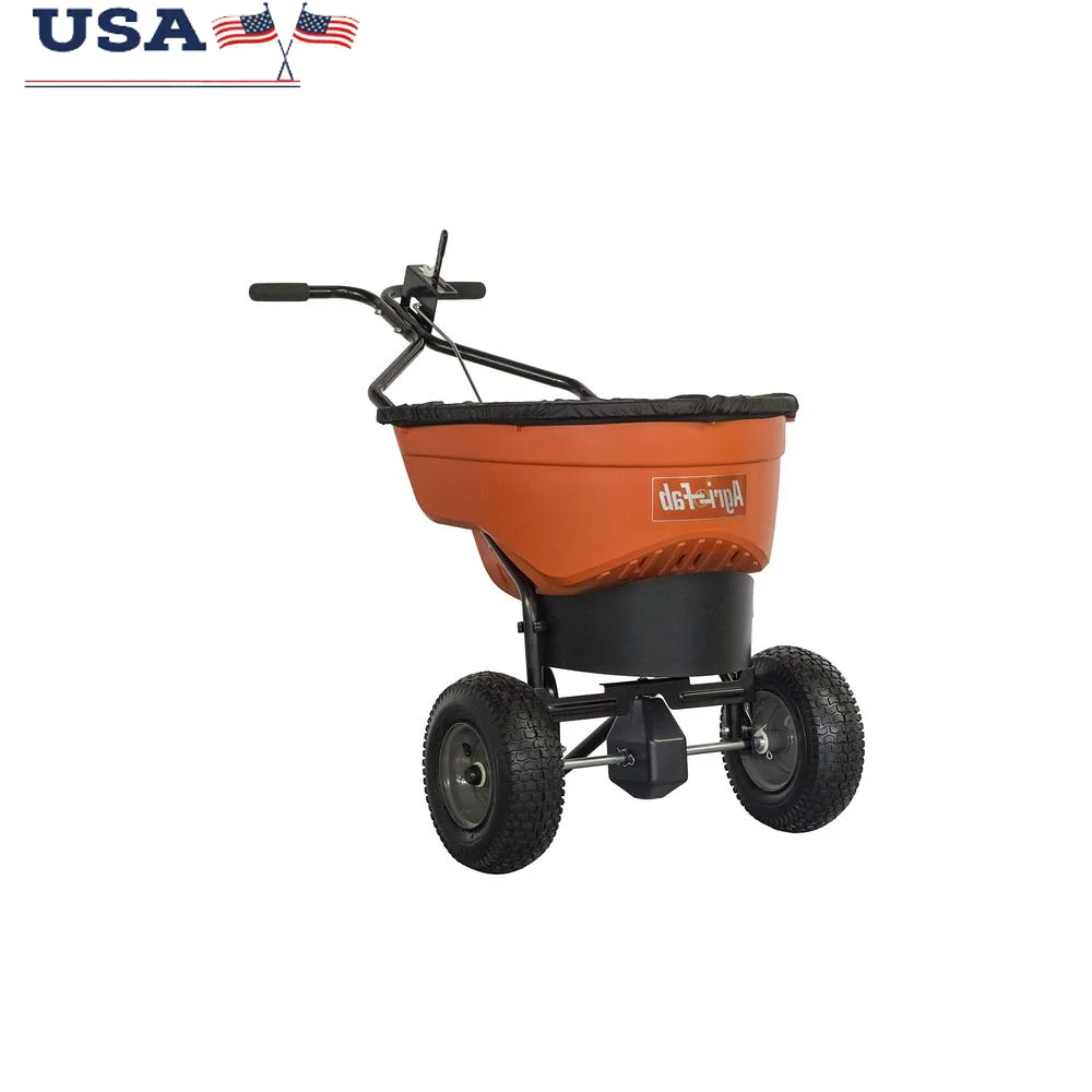 130 lb. Commercial Push Spreader with 1/2 Acre Capacity and Turf Tread Tires Ideal Rock Salt and Ice Melt Application Steel