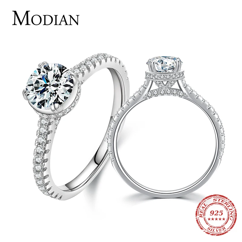 

Modian 925 Sterling Silver 1ct Shiny Moissanite Classic Finger Rings For Women Wedding Engagement Statement Fine Jewelry Gifts