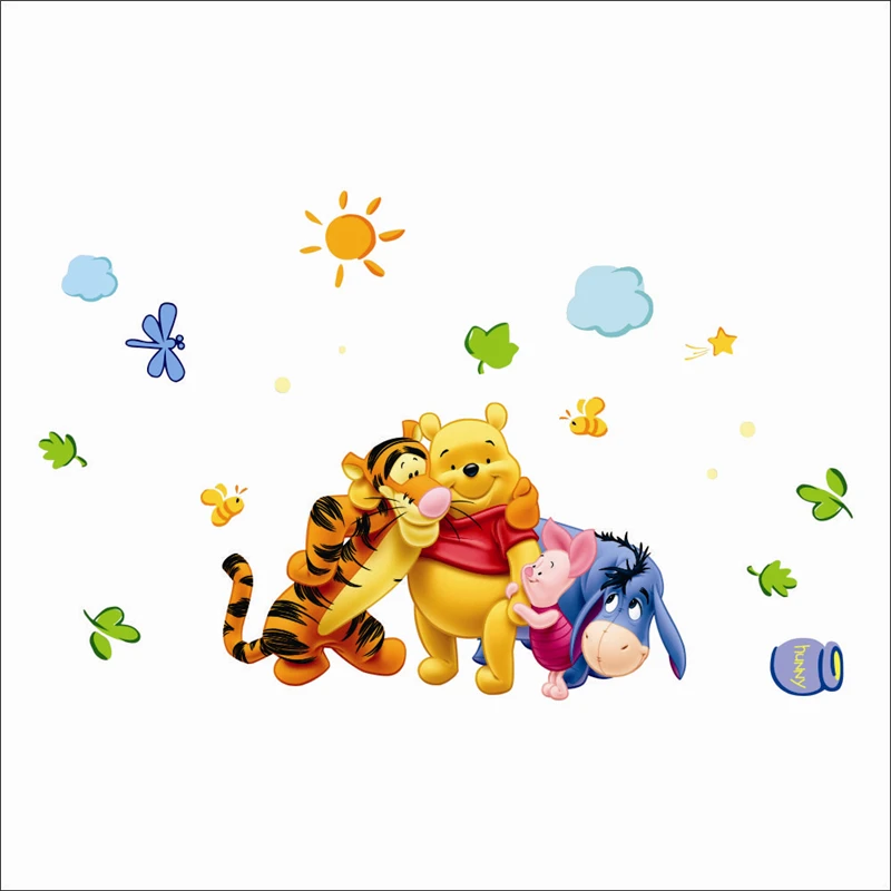 Winnie The Pooh With Friends Wall Stickers For Kids Room Home Decoration Cartoon Bear Pig Donkey Tiger animal Wall Mural Decal