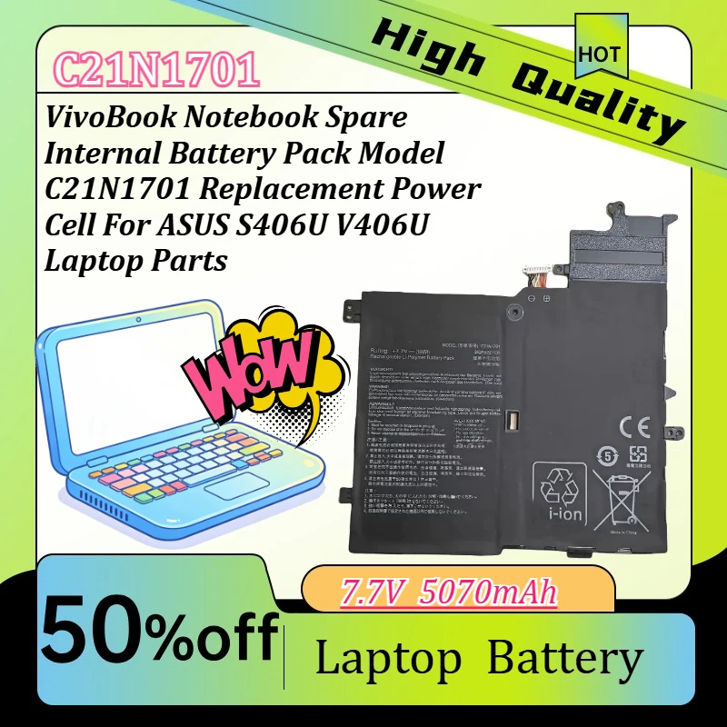 VivoBook Notebook Spare Internal Battery Pack Model C21N1701 Replacement Power Cell For ASUS S406U V406U Laptop Parts