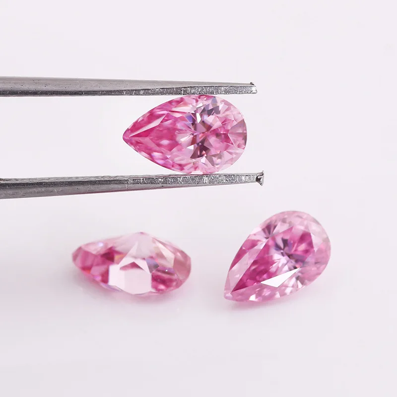 Rosa solto moissanite 100% pedras preciosas de laboratório real para mulheres jóias anel de diamante material gra redondo/pêra/esmeralda/corte oval