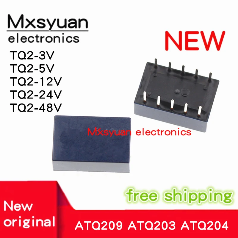 10PCS/LOT Signal relay TQ2-3V TQ2-5V TQ2-12V TQ2-24V TQ2-48V DIP10 ATQ209 ATQ203 ATQ204 Double opening and double closing 1A