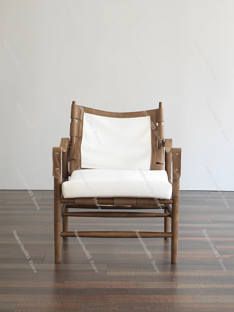 Hunting chair, simple Nordic retro leisure chair single sofa coffee chair designer solid wood chair