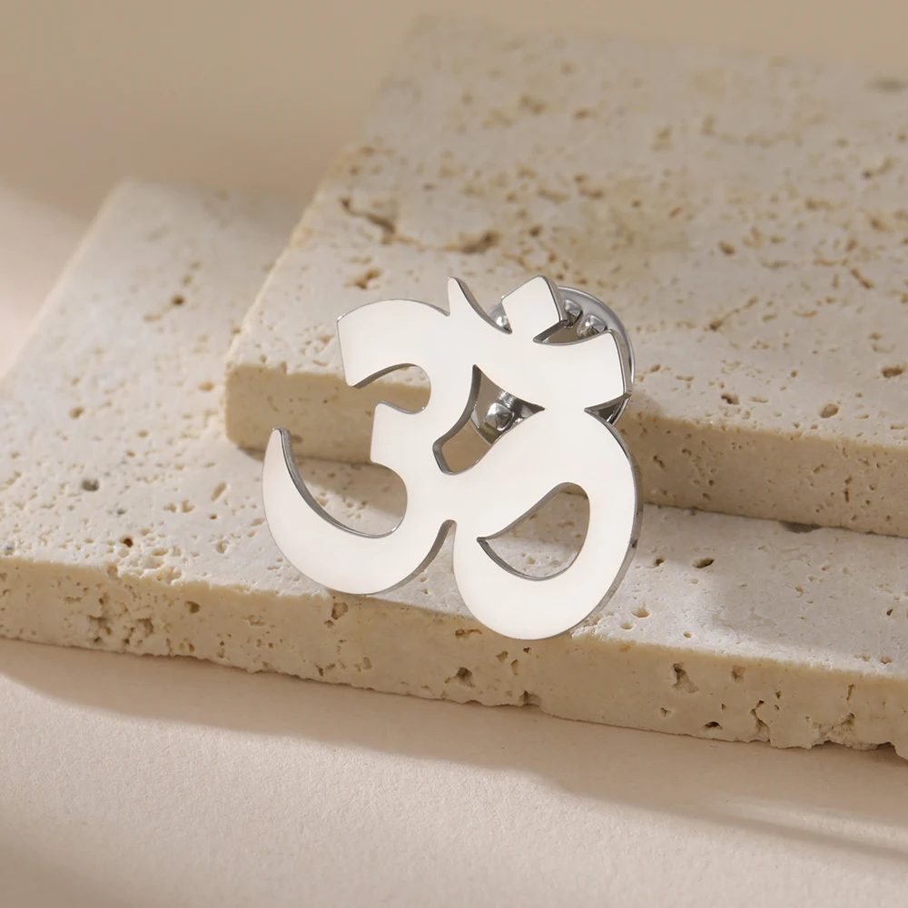 Dawapara Sanskrit Symbol Om Aum Ohm Brosche Yoga Schmuck Hindu Spirituelles Amulett Edelstahl Anstecknadeln – Detail 12