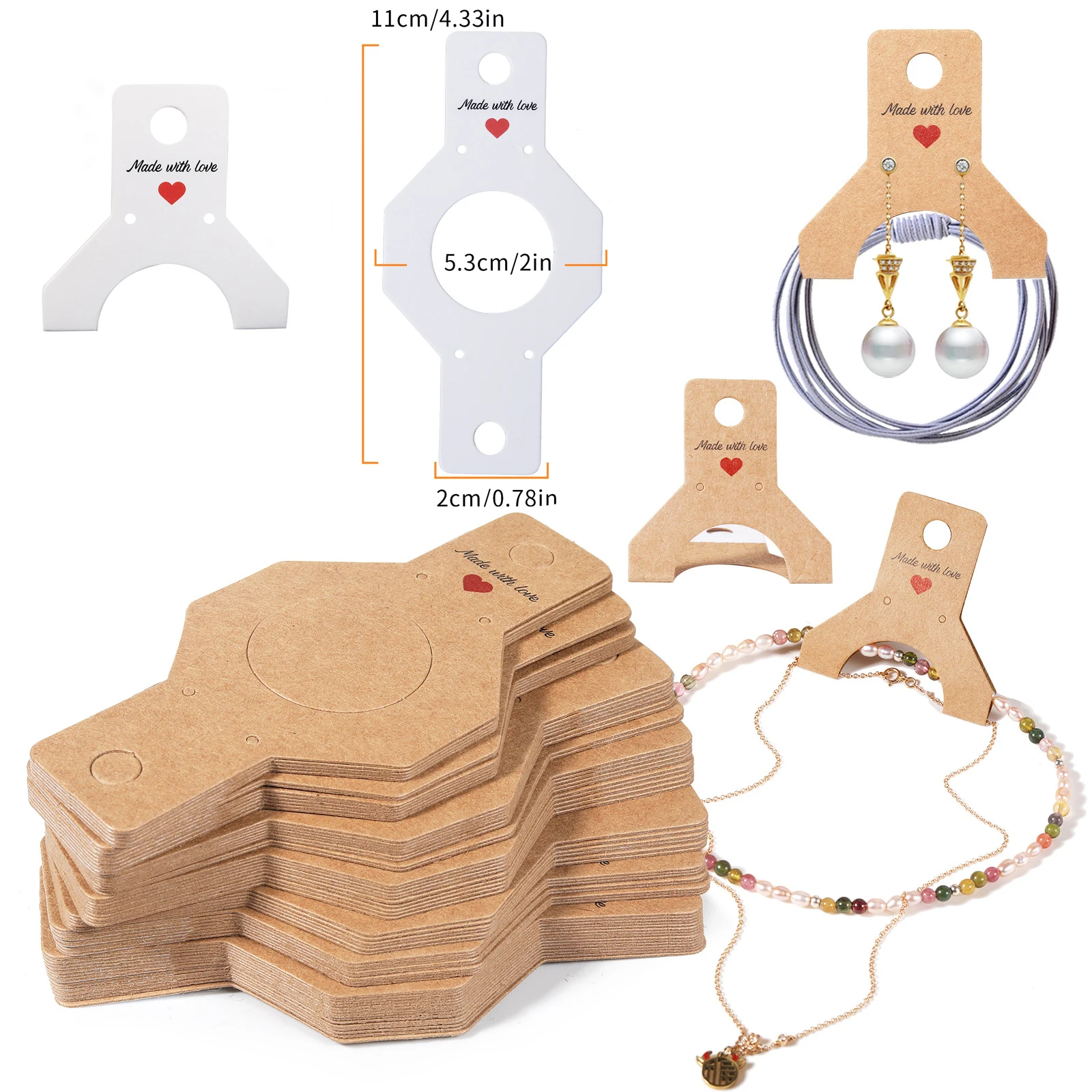 50pcs/lot Self Adhesive Necklace Cards Bracelets Display Holders Cardboard Earring Organizers For Diy Jewelry Packagings Making