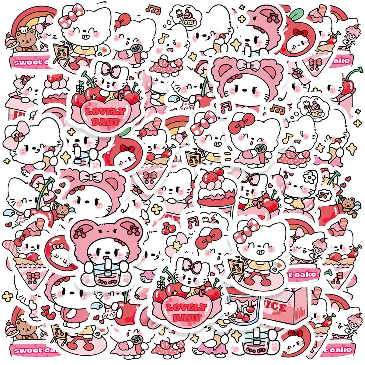 Etori Life 45pcs Korean Cute Cartoon Cherry Candy Fruit Party Student DIY Laptops,Diaries,Scrapbooks Decoration Stickers