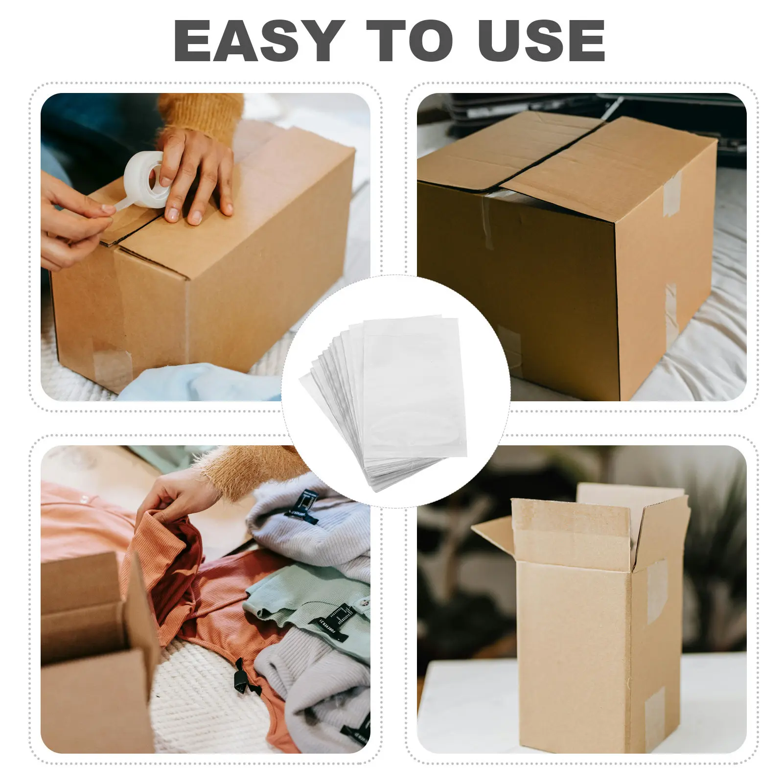 100 Pcs Clear Bags for Shipping Envelopes Card Protector Clothes Packaging CPE Mailing Label Pouch view 6