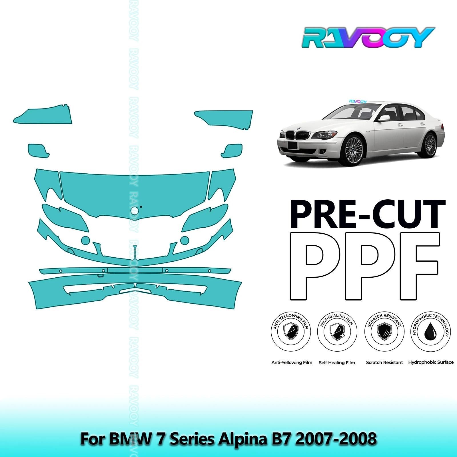 

8.5Mil Precut Paint Protection Film PPF Clear Bra Front Kit For BMW 7 Series Alpina B7 2007-2008