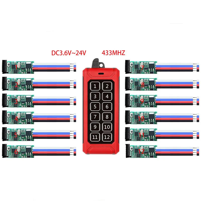 1000m 433 MHz Wireless  Micro Remote Control Switch Min Receiver Module 3.6V 12V 24V Transmitter Remote Control For Light LED