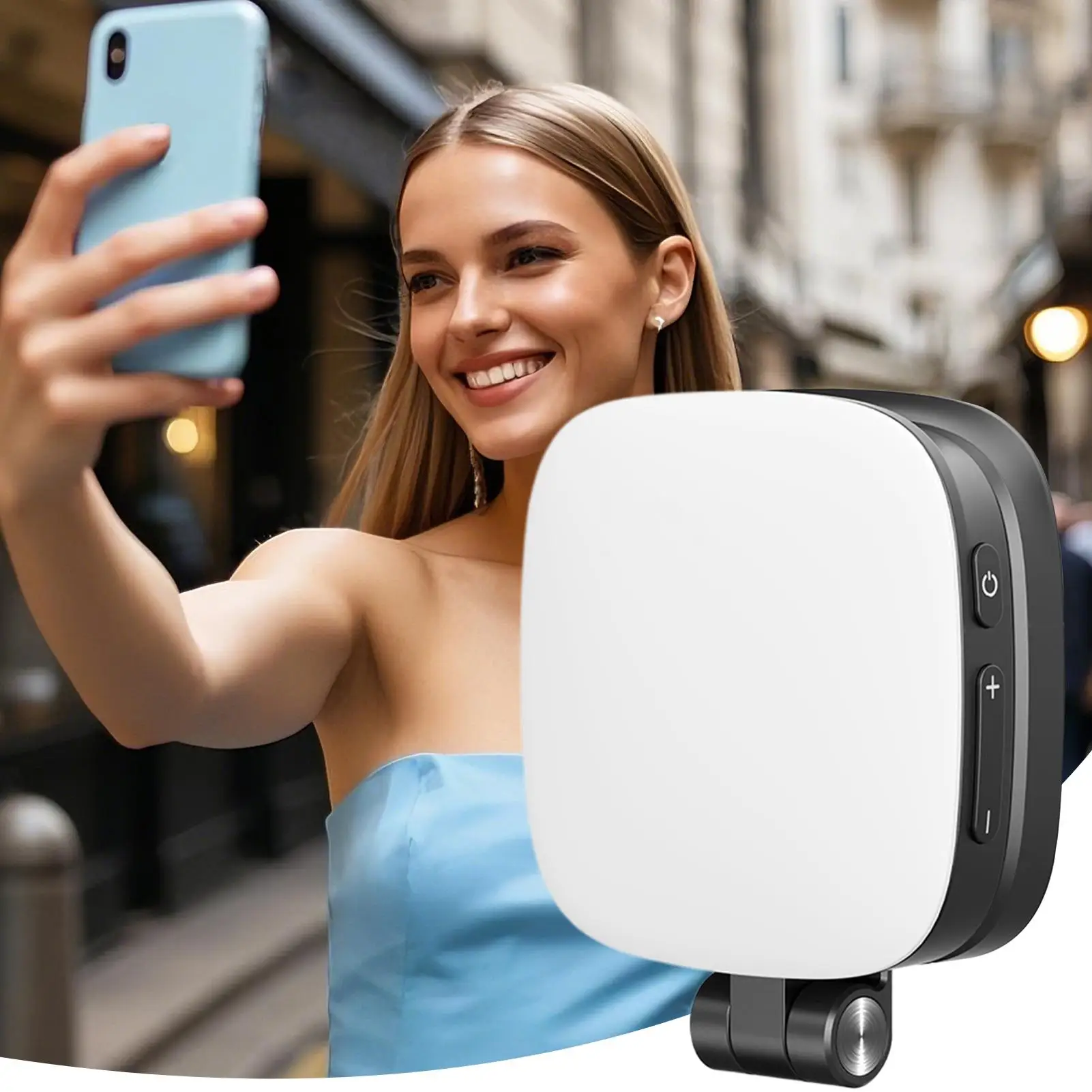 Magnetic Phone Selfie Light 5 Level Brightness Folding LED Light With Makeup Mirror For Vlog Recording Live Streaming