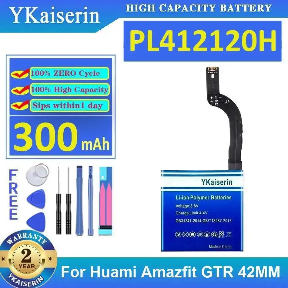 

Для Huami Amazfit Gtr 42MM PL412120H аккумулятор для умных часов 300 мАч надежный источник питания