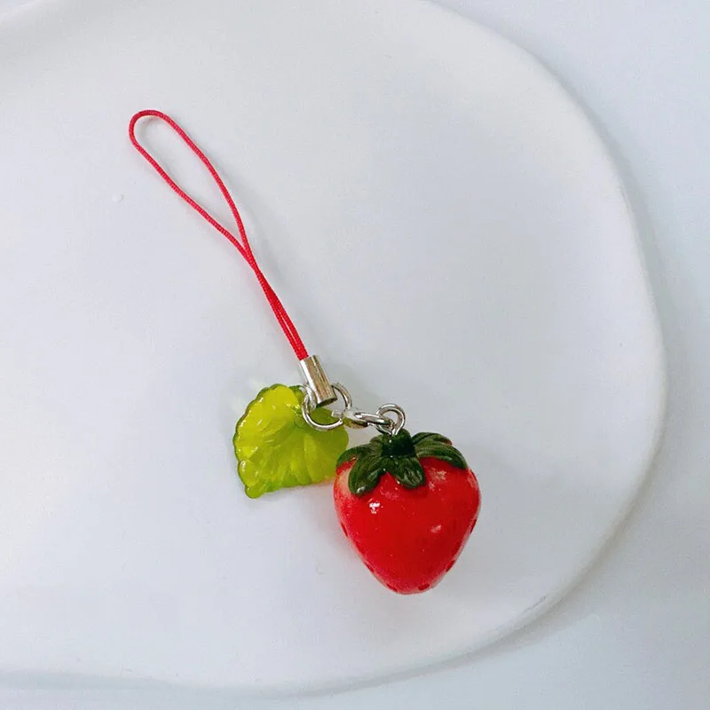 Tangerine Fruit Keychain Strawberry Cherry Peach Charm