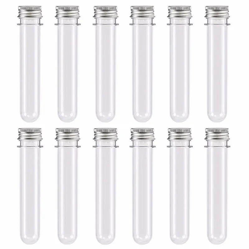 30Pcs 50ml Plastic Test Tubes Clear and Transparent Candy Storage Containers with Screw Caps for Date Cable