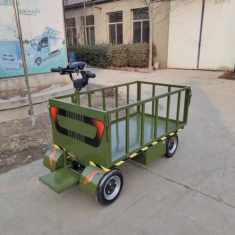 Convenient Multi-Functional Three/Wheel Four-Wheel Iron Electric Flatbed Truck Lead Acid Handling Orchard Transporter Trolley