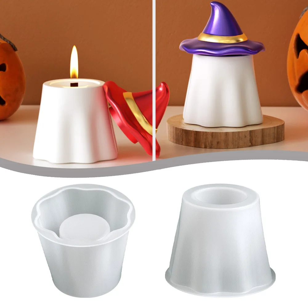 

Новая форма для украшения Хэллоуина, сделай сам, гипс, домашний декор, банки для хранения, шляпа, призрачные свечи, чашки, нерегулярная силиконовая форма