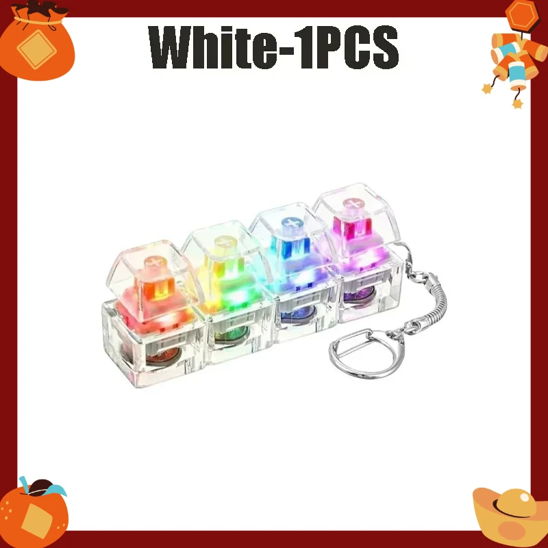 2026Transparent Luminous Keyboard Keychain, Color Changing Flash Press Fidget Toy, Cute Bag Pendant, Stress Relief Gift