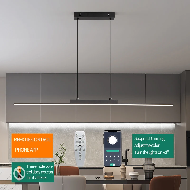 

Nice Modern Black Gold Chandelier Living Room Hanging Lighting For Bedroom Pendant Light Phone APP Dimming Home Decoration Light