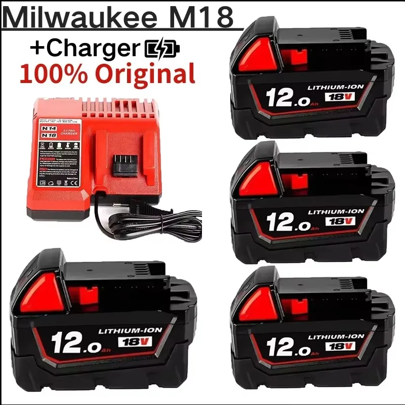 100 % für Milwaukee M18 18 V 12000 mAh 18650 Lithium-Ersatzakku für Milwaukee 48-11-1860 48-11-1850 48-11-1840 Werkzeugakku