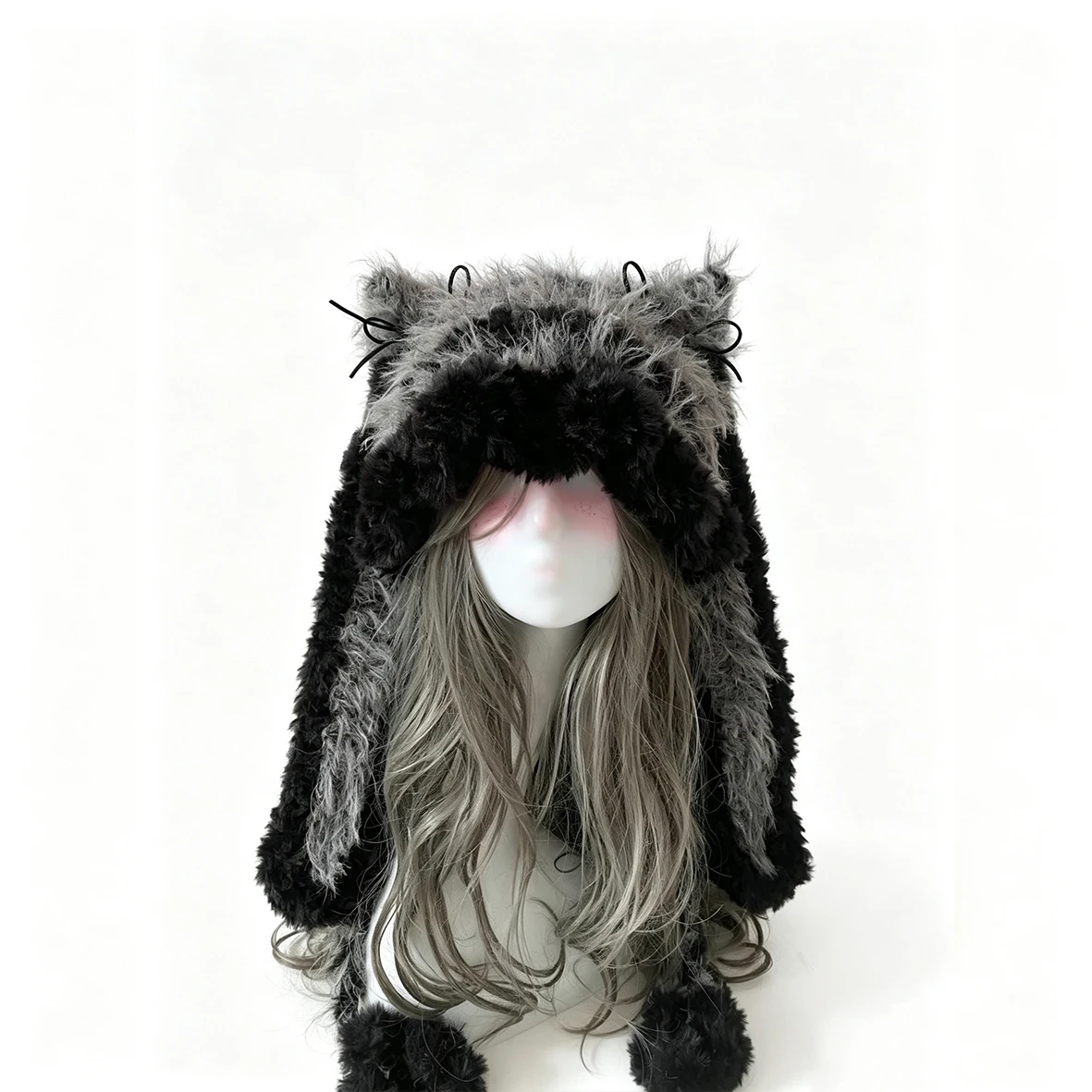 Handmade Custom Crochet Rabbit Bunny Ears Hat Girls Soft Winter Warm Knit Beanie Women Gothic Kawaii Y2k Cosplay Headwarmer