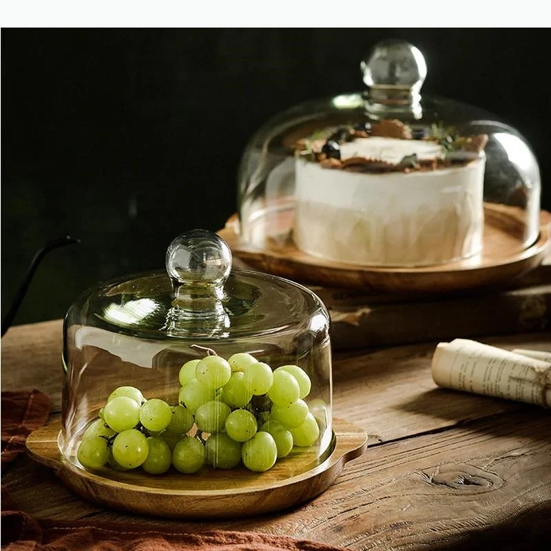 Wood Cake Pan Glass Cake Stand Bread Pan Fruit Tray Dessert Plate Dim Sum Plate Snack Tray Refreshment Trays Display Stand