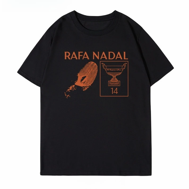 Camiseta de tenis de manga corta de alta calidad Y2K, nueva colección de verano, con diseño de huella de Nadal, para influencers, homenaje al Rey del Terreno, recuerdo del retiro de Nadal