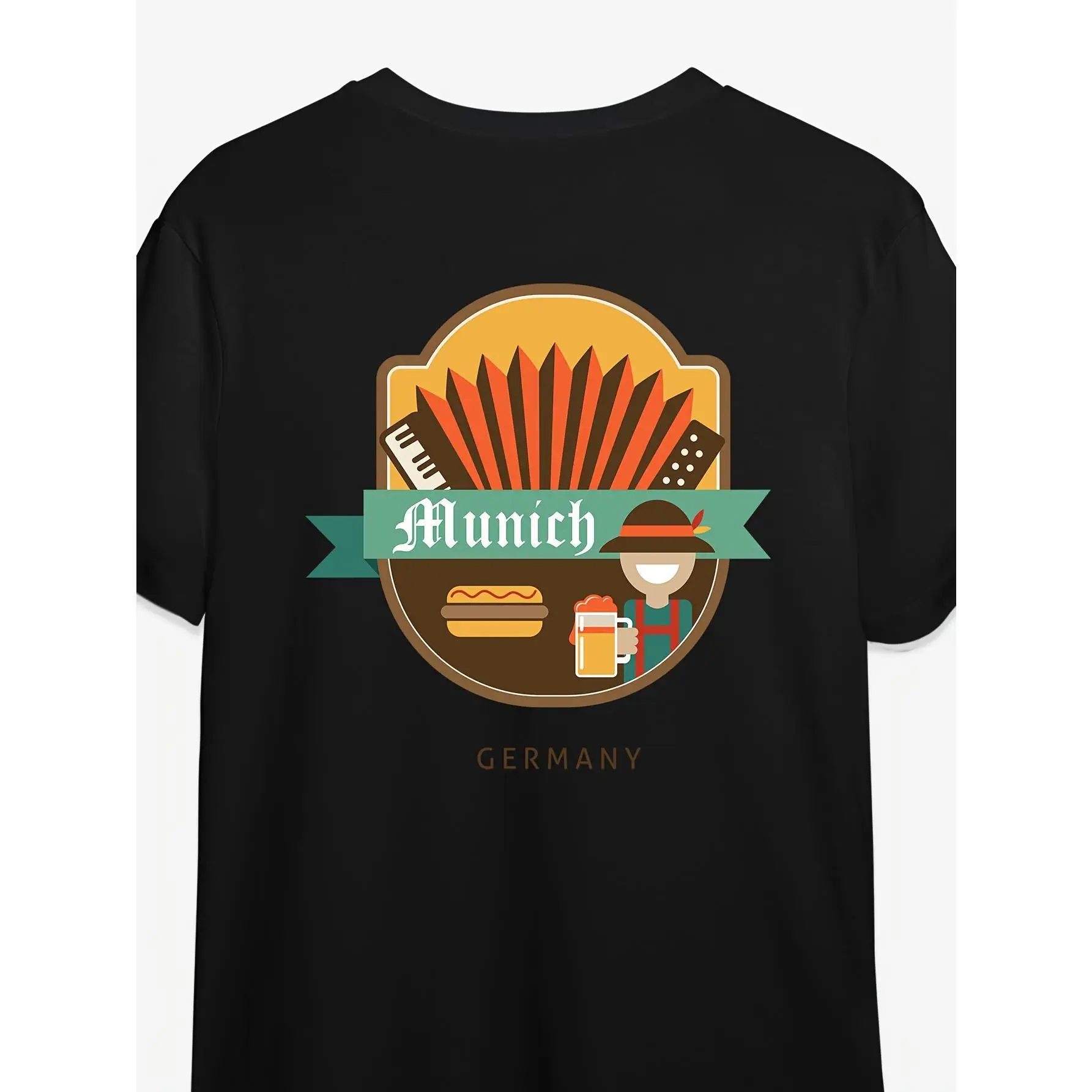 

Munich Germany Souvenir T-Shirt Unisex Travel Gift Tee Oktoberfest Beer & Sausage Graphic Summer Streetwear S-3XL