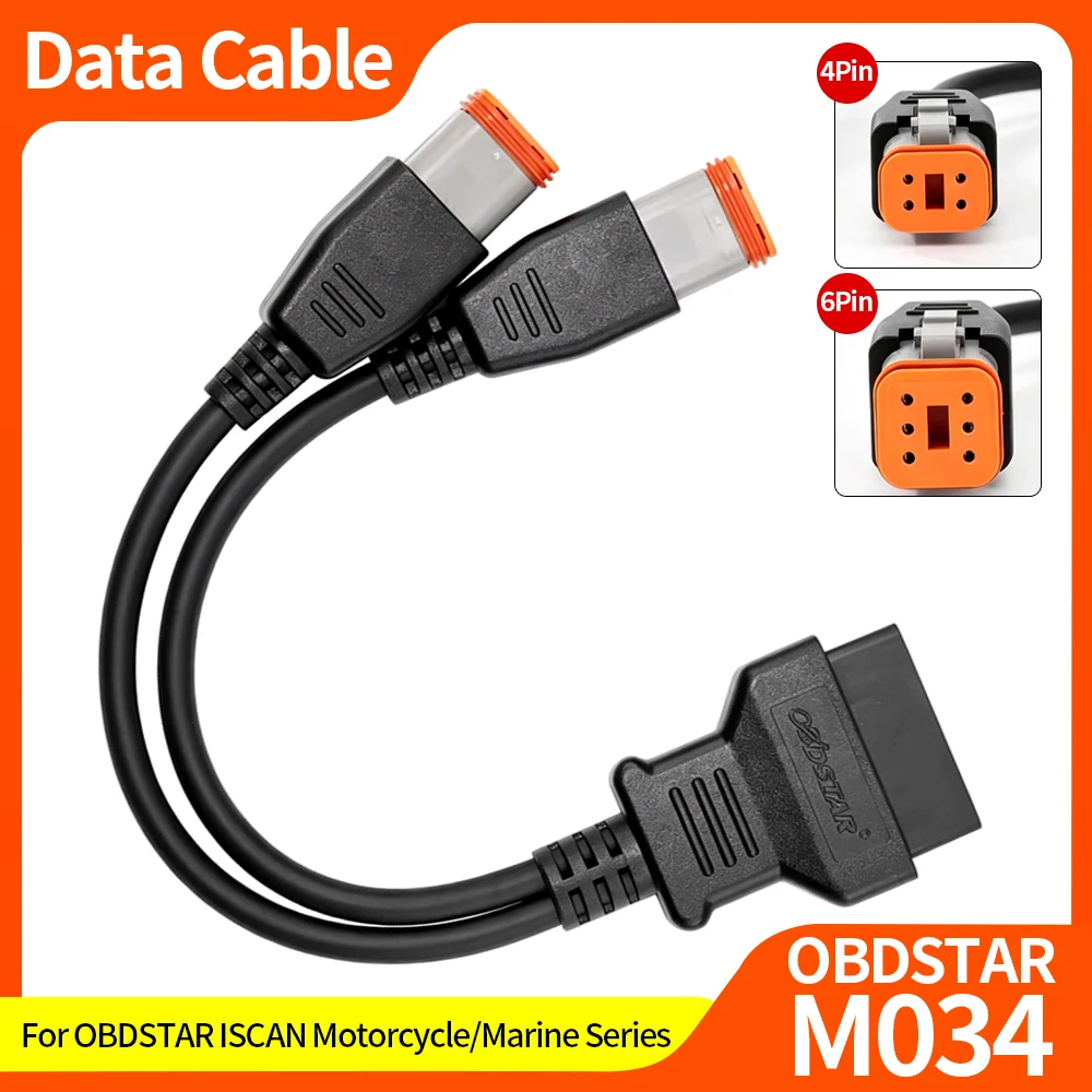 OBDSTAR M034 4Pin + 6Pin Diagnostic Data Cable  For ISCAN Motorcycle Marine Series Scanner Fault Code Read Clear Adapter