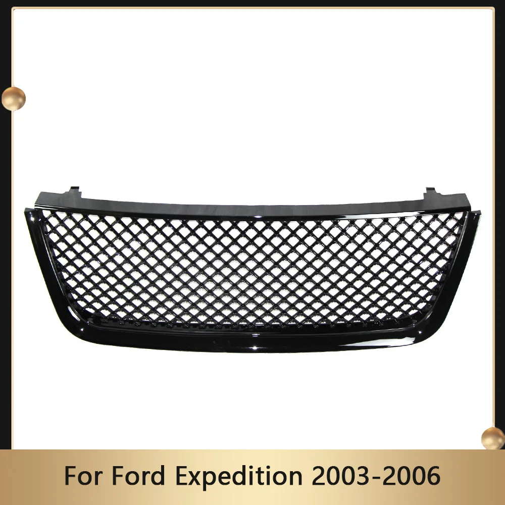 

Gloss Black Car Front Grille For Ford Expedition 2003-2006 Upper Racing Facelift Mesh Bumper Mask ABS Grills Grid Shell Trim