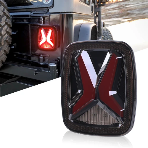 Imagen 1 del producto Luces traseras LED para coche para Jeep Wrangler CJ TJ YJ 1998-2006, diseño Universal en forma de ""X"", lámpara trasera de freno modificada Drl ahumada de 12v