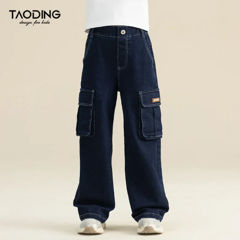 

Girls Jeans Trousers Fall New 2024 Style Casual Pants Cargo Pants Simple Casual Style All-match Bottoms Korean Simple Style