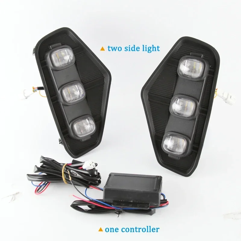 Car LED DRL 12V Daylights For Nissan Navara 2021 2022 Yellow Turn Signal Night Red Running Lamps Car Foglamp