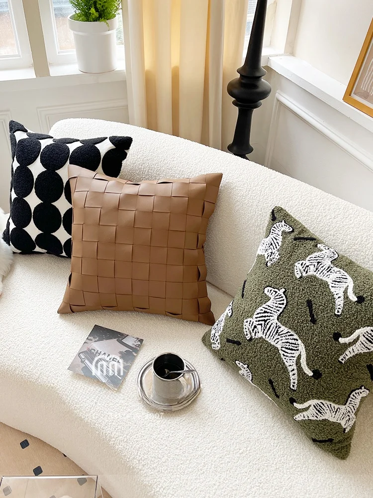 Vintage Green Zebra Luxury Pillowcase Leather Surface Home Decor Nordic Style Bedroom Sofa Bedhead Cushion Cover
